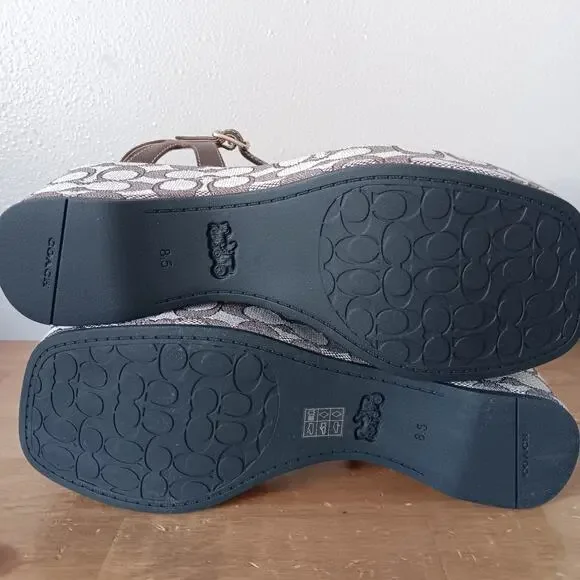 Coach Women Gale Wedge Sandal In Maple Signature Jacquard Platform Size 8.5 B - Picture 9 of 13